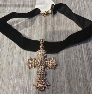 Brand New Velvet Cross Choker